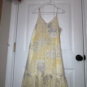 Rachel Zoe Yellow and Cream Lace Midi Dress